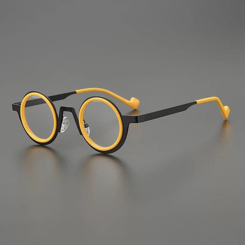 Jago Titanium Acetate Round Glasses Frame Round Frames Southood Yellow 