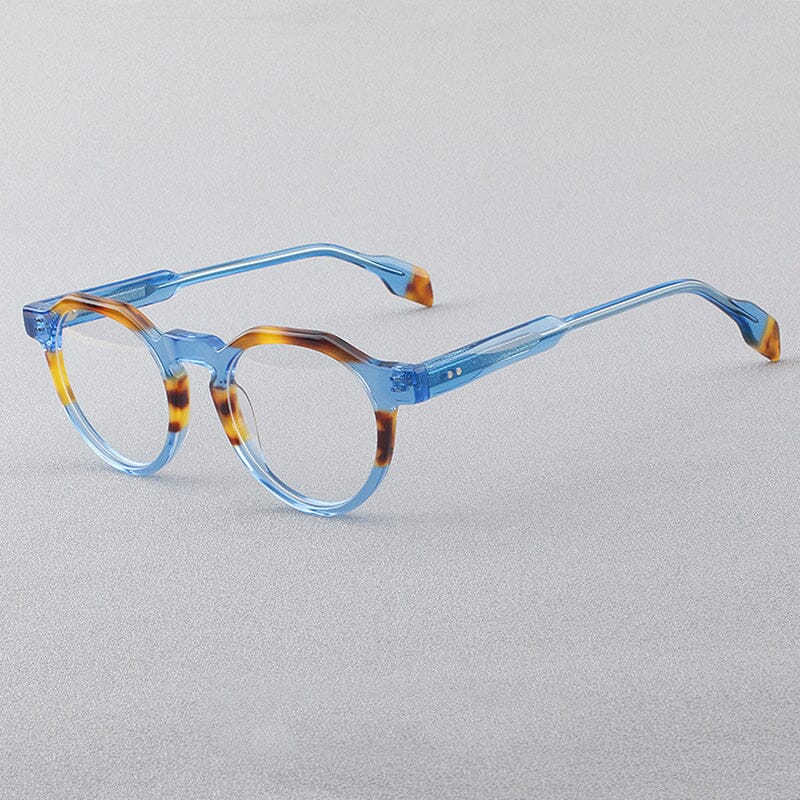 Janus Retro Acetate Glasses Frame Round Frames Southood Blue leopard 