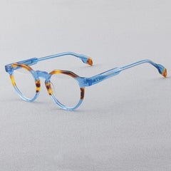 Janus Retro Acetate Glasses Frame Round Frames Southood Blue leopard 