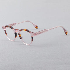 Janus Retro Acetate Glasses Frame Round Frames Southood Pink leopard 