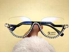 Jennifer Luxury Rhinestone Cat Eye Glasses Cat Eye Frames Southood black clear 