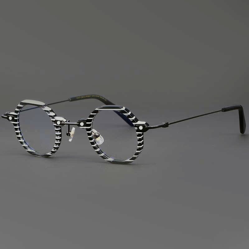 Jhon Retro Colorful Glasses Frame Round Frames Southood BlackStripe 