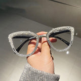 Jillian Cat Eye Rhinestone Vintage Glasses Cat Eye Frames MON Silver 