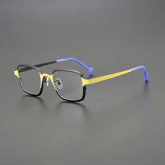 Joben Square Titanium Glasses Frame Rectangle Frames Southood Black Yellow 