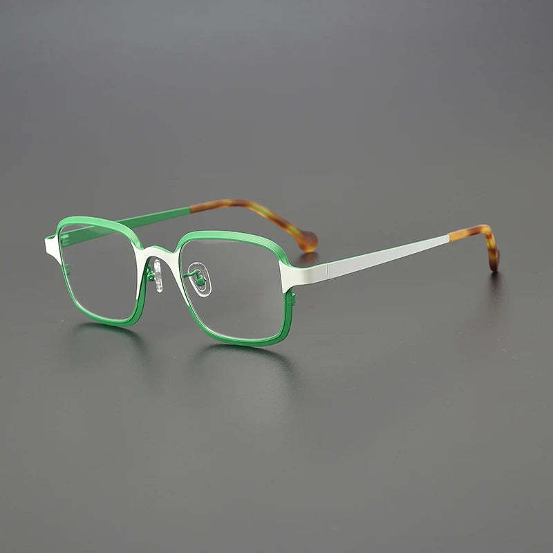 Joben Square Titanium Glasses Frame Rectangle Frames Southood Green White 