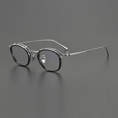Jock Premium Series Vintage Acetate Glasses Frame Round Frames Southood Black Silver 