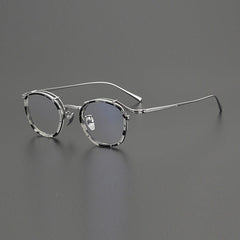 Jock Premium Series Vintage Acetate Glasses Frame Round Frames Southood White Silver 
