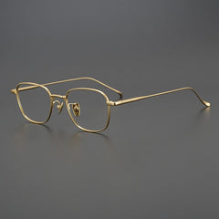 Johnny Vintage Titanium Eyeglasses Frame Rectangle Frames Southood Gold 