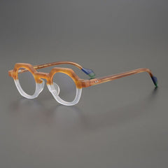 Kaberi Retro Round Acetate Eyeglasses Frame Round Frames Southood Matte YellowWhite 