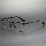 Kace Square Titanium Glasses Frame Rectangle Frames Southood BlackGun 
