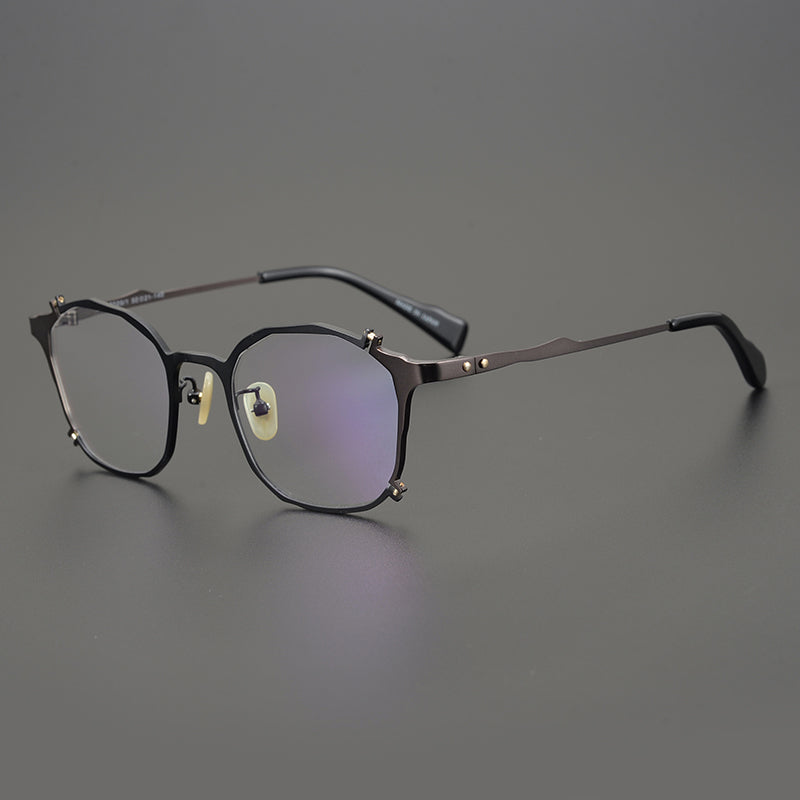 Kadin Retro Titanium Irregular Glasses Frame Geometric Frames Southood Black gun 
