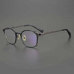 Kadin Retro Titanium Irregular Glasses Frame Geometric Frames Southood Black gun 