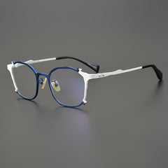 Kadin Retro Titanium Irregular Glasses Frame Geometric Frames Southood Blue white 