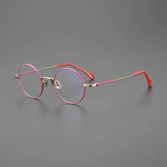 Kady Round Titanium Eyeglasses Frame Round Frames Southood Red Gold 