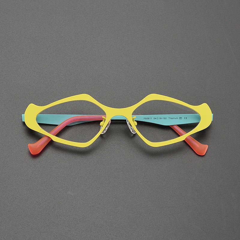 Karen Cat Eyes Titanium Glasses Frame Cat Eye Frames Southood Yellow Blue 