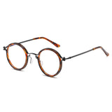 Kay Retro Round Optical Metal Glasses Frame Round Frames Southood Leopard 