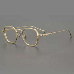 Keanu Retro Titanium Eyeglasses Frame Geometric Frames Southood Gold 
