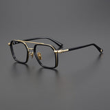 Keller Ultralight Vintage Double Bridge Titanium Glasses Frame Aviator Frames Southood Black Gold 