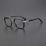 Keller Ultralight Vintage Double Bridge Titanium Glasses Frame Aviator Frames Southood Black Silver 
