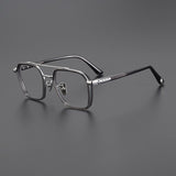 Keller Ultralight Vintage Double Bridge Titanium Glasses Frame Aviator Frames Southood Gray Silver 