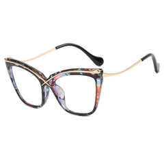 Kelsey Oversized Transparent Glasses Frame Cat Eye Frames Southood Blue Floral 