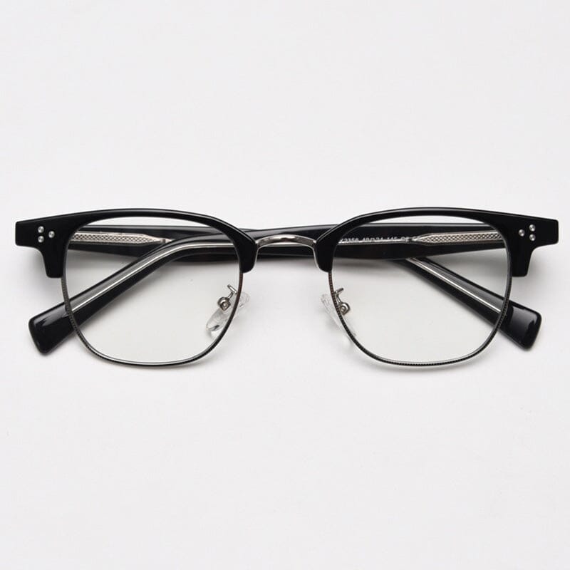 Kemp Vintage Browline Eyeglasses Frame Browline Frames Southood Black Silver 