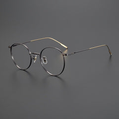 Kingston Vintage Titanium Eyeglasses Frame Round Frames Southood Coffe Gold 