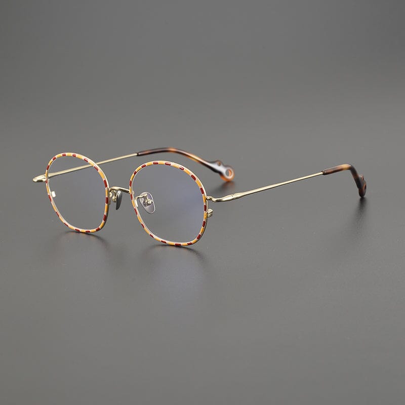Kioshi Vintage Round Glasses Frame Round Frames Southood Leopard Gold 