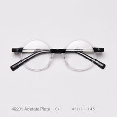 Kirk Acetate Retro Round Glasses Frame Round Frames Southood C4 clear Black 