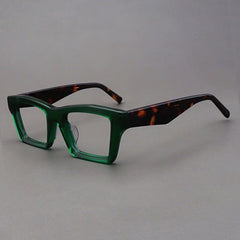 Kord Vintage Acetate Glasses Frame Rectangle Frames Southood Green Leopard 