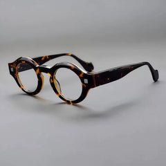 Lamine Vintage Acetate Glasses Frame Round Frames Southood Orange Leopard 