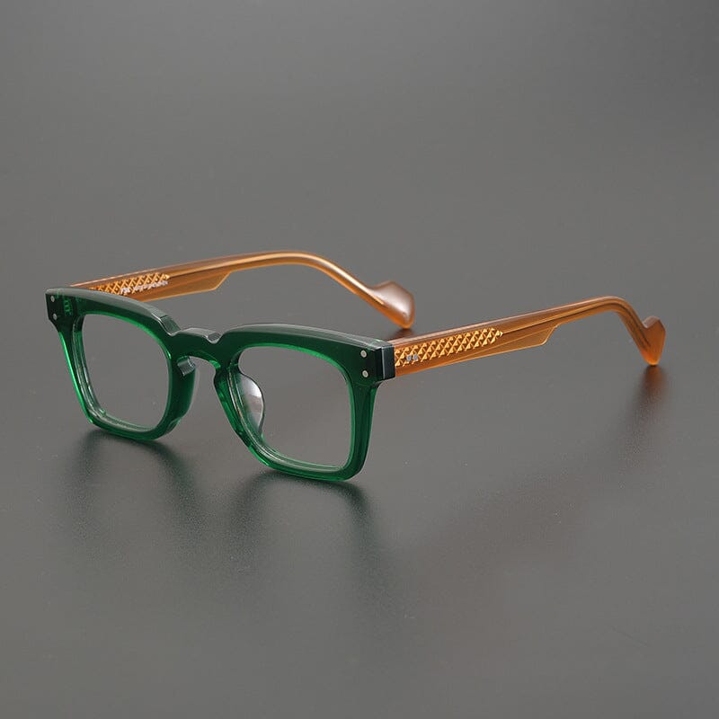 Lanzo Retro Acetate Glasses Frame Rectangle Frames Southood Green 