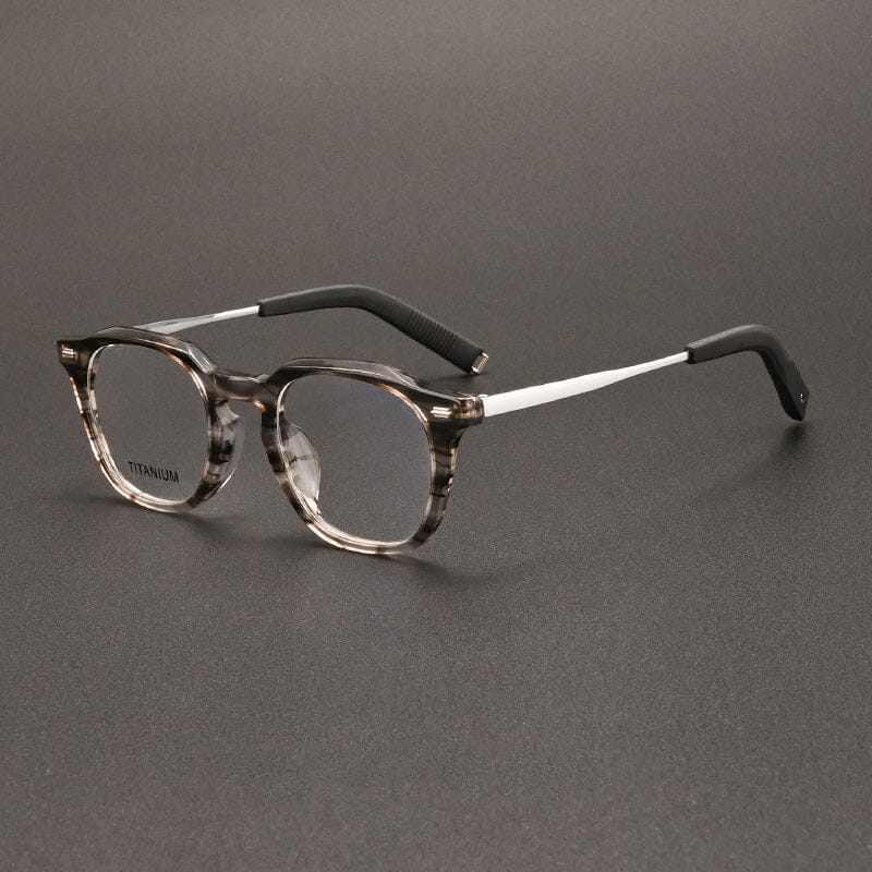Learner Acetate Titanium Glasses Frame Rectangle Frames Southood Gray Stripe 