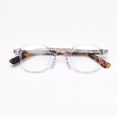 Len Round Retro Optical Acetate Frame Round Frames Southood C3Clear Leopard 