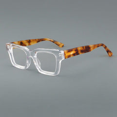Lews Vintage Square Acetate Glasses Frame Rectangle Frames Southood Clear Leopard 