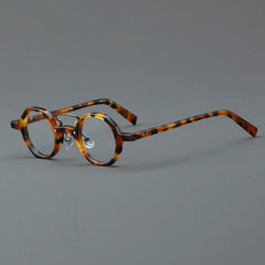 Liam Premium Series Retro Acetate Optical Glasses Frame Round Frames Southood Yellow Leopard 