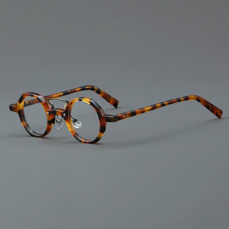 Liam Premium Series Retro Acetate Optical Glasses Frame Round Frames Southood Yellow Leopard 
