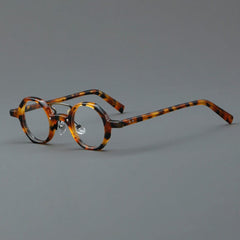 Liam Premium Series Retro Acetate Optical Glasses Frame Round Frames Southood Yellow Leopard 