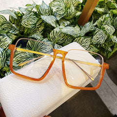 Linda Oversized Square Transparent Glasses Rectangle Frames Southood orange clear 