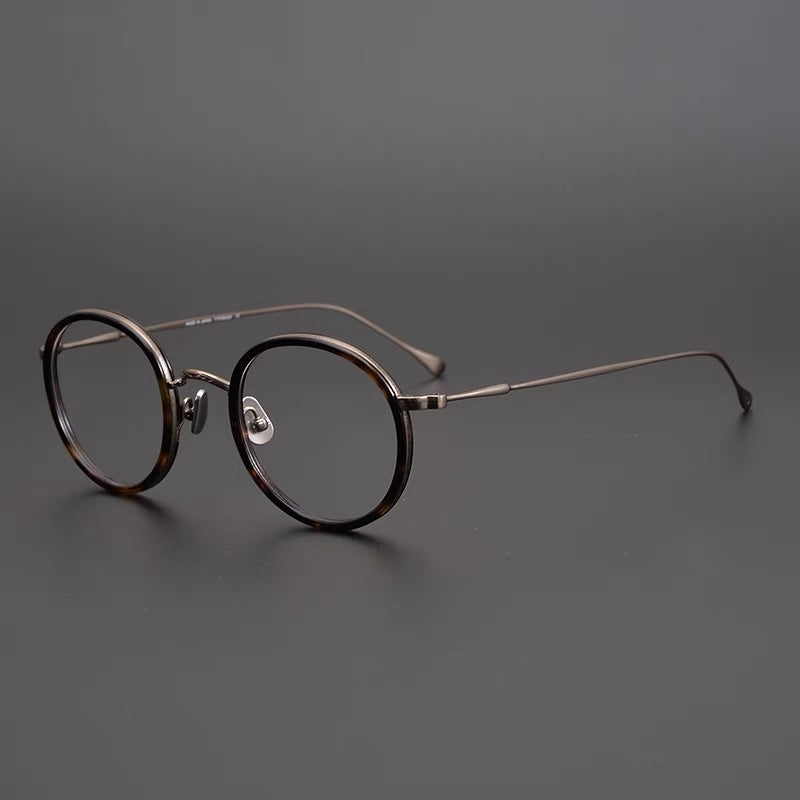 Liv Retro Round Titanium Glasses Frames Round Frames Southood Leopard 
