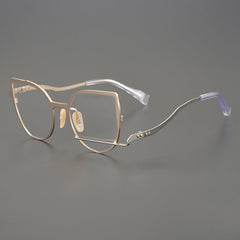 Liz Personality Cat Eye Metal Irregular Glasses Frame Cat Eye Frames Southood Gold 