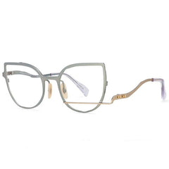 Liz Personality Cat Eye Metal Irregular Glasses Frame Cat Eye Frames Southood Gray-gold 