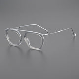 Lizann Titanium Geometric Glasses Frame Geometric Frames Southood Gray silver 