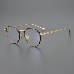 Lonnie Vintage Titanium Glasses Frame Round Frames Southood Gold leopard 