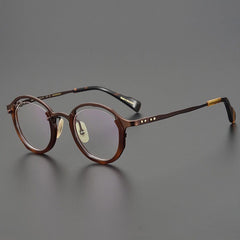 Luther Round Classic Titanium Glasses Frame Round Frames Southood Brown 