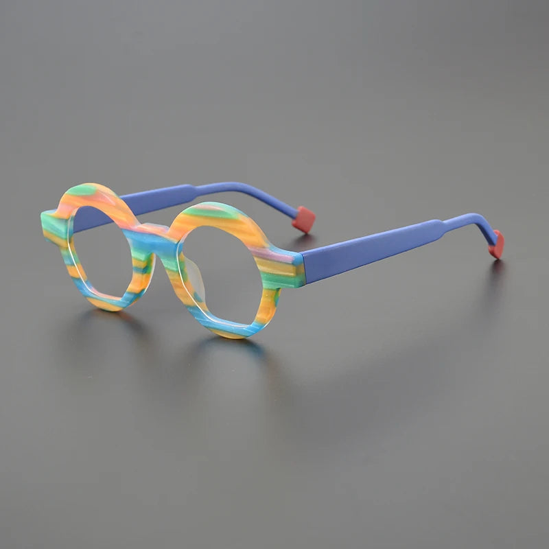 Lyza Retro Round Acetate Glasses Frame Round Frames Southood Matte Blue 