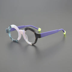 Lyza Retro Round Acetate Glasses Frame Round Frames Southood Matte Purple 