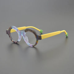 Lyza Retro Round Acetate Glasses Frame Round Frames Southood Matte Yellow 