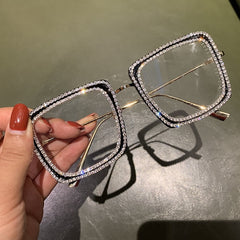 Mabel Vintage Rhinesotne Rectangle Glasses Frames Rectangle Frames MON 