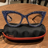 Madonna Vintage Cat Eye Glasses Frame Cat Eye Frames MON black frame Blue 